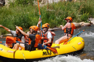 Kids on a raft in Clear Creek County